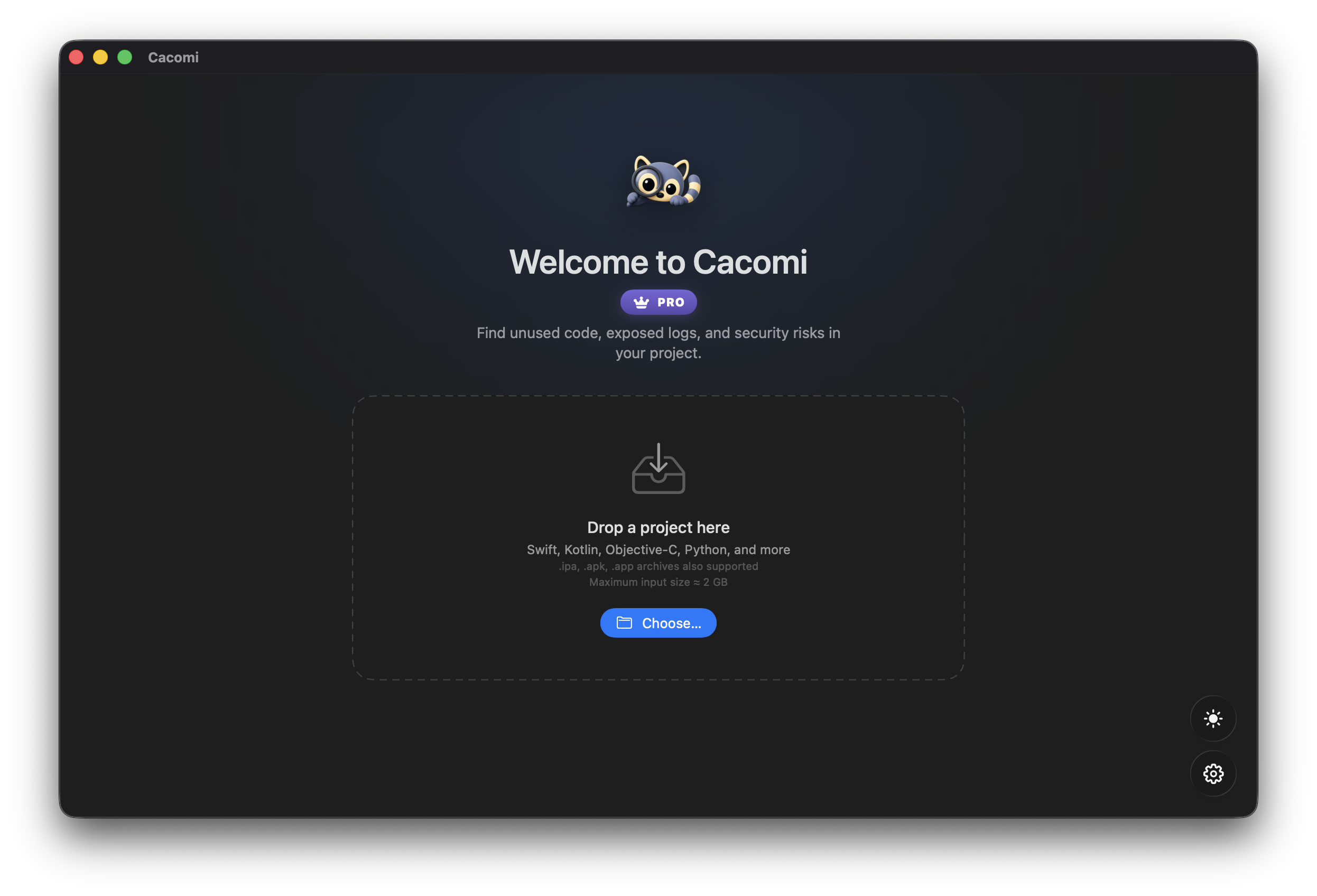 Cacomi home screen screenshot